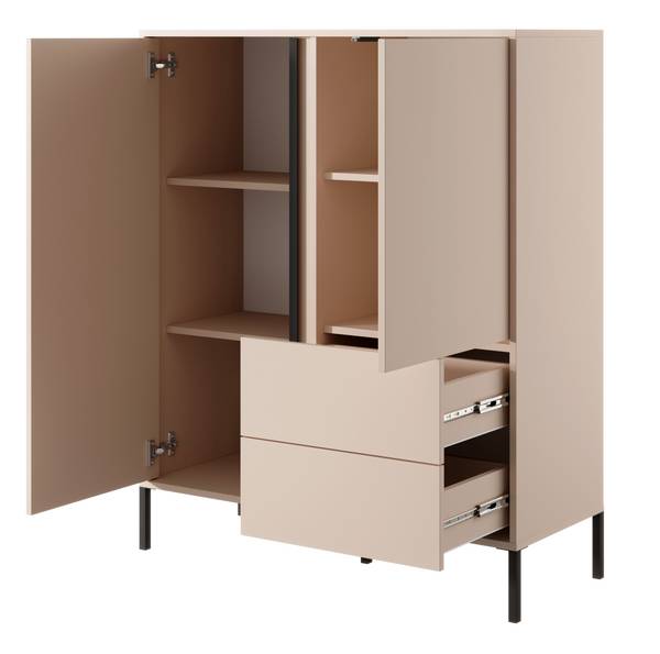 Commode DAST 2D2S LED Beige - ABS - Mélamine - 104 x 124 x 40 cm