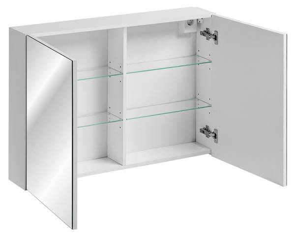 Armoires de toilette LEONARDO MC90 2D Blanc - Mélamine - 90 x 65 x 17 cm