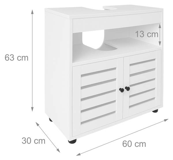 Waschbeckenunterschrank Lamellentüren Schwarz - Weiß