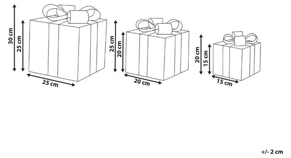 LED Deko TISSO 3-tlg Braun - Weiß - Kunststoff - 15 x 20 x 15 cm