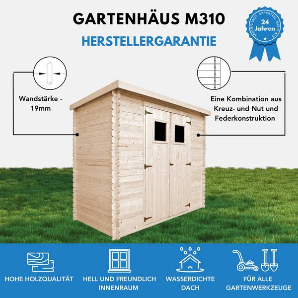 Gartenhaus M310 Beige - Fichte - 235 x 200 x 130 cm