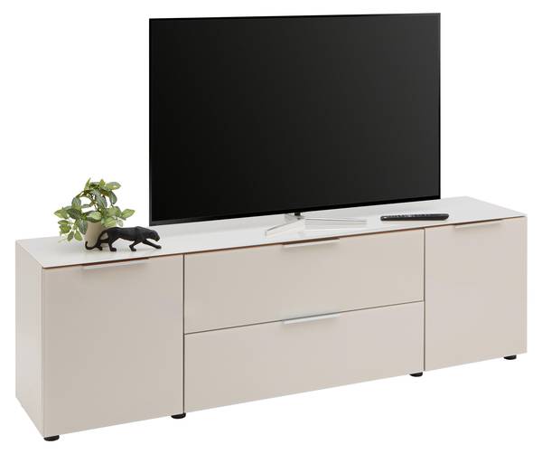 Lowboard SIENA Beige - Holzwerkstoff - Glas - 180 x 55 x 40 cm