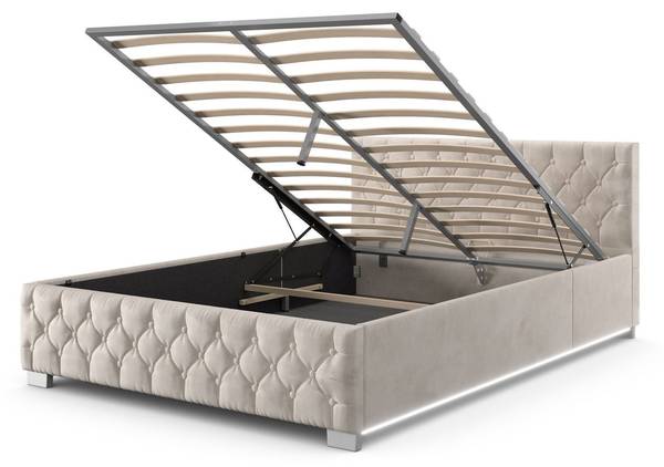 Polsterbett Nizza Beige - Breite: 140 cm