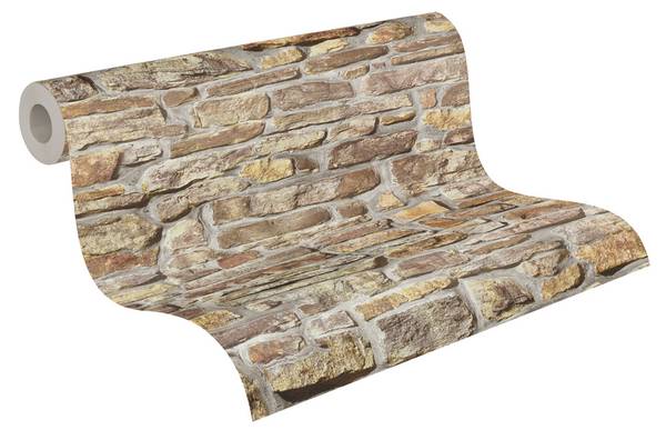 Vliestapete 3120 Stein Naturstein Optik Beige - Braun - Gelb