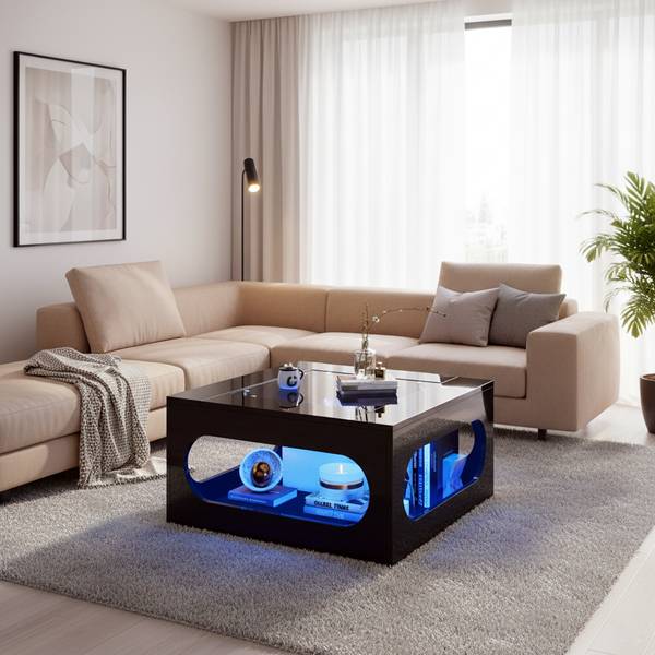 Couchtisch Polygontile Schwarz - Holzwerkstoff - 70 x 35 x 70 cm