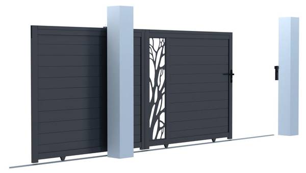 Schiebetor LABRIT II Grau - Metall - 384 x 179 x 5 cm