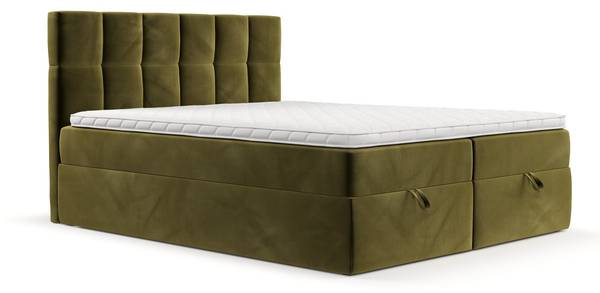 Boxspringbett SAVIO mit Stauraum Kronos Olivgrün - Liegefläche Breite: 140 cm