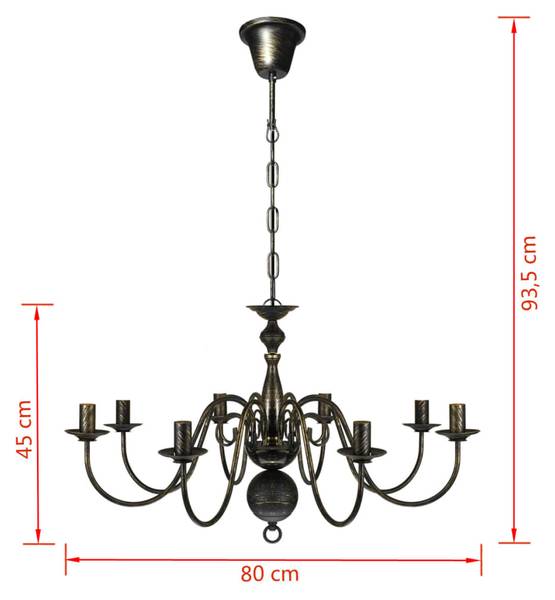 Deckenleuchte 291208 Schwarz - Metall - 80 x 45 x 80 cm