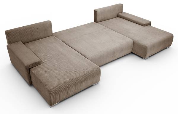 Ecksofa LAVIO U mit Schlaffunktion Braun - Polyester - 348 x 93 x 188 cm