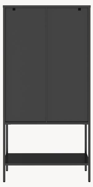 Vitrinenschrank Borshavisa I. Schwarz - Stahl - Klarglas - 80 x 160 x 35 cm