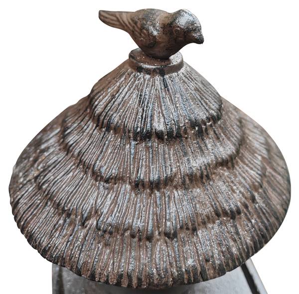Gusseisen Vogelfutterhaus mit Ständer Braun - Gusseisen - 16 x 110 x 16 cm