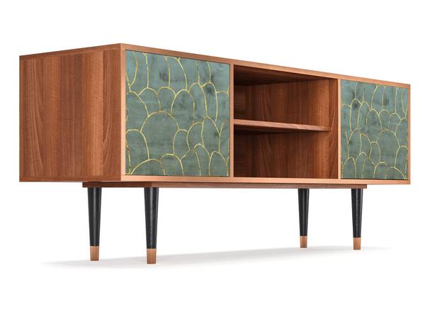 TV-Lowboard T2 Walnuss Blau - Holzwerkstoff - 170 x 69 x 48 cm