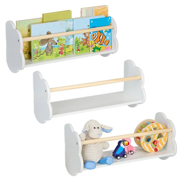 Bücherregal Kinder Wolke 3er Set Braun - Weiß - Holzwerkstoff - 50 x 24 x 18 cm