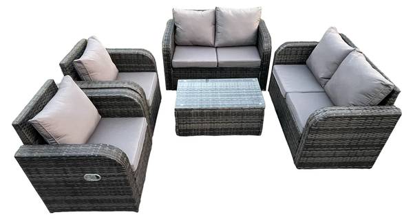 Gartensofa-Garnitur K(5er-Set) Grau - Webstoff - 124 x 79 x 67 cm
