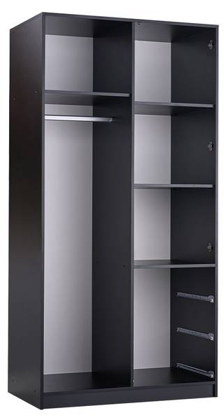 Kleiderschrank Lati 2D Schwarz - Braun - Holzwerkstoff - 100 x 200 x 58 cm