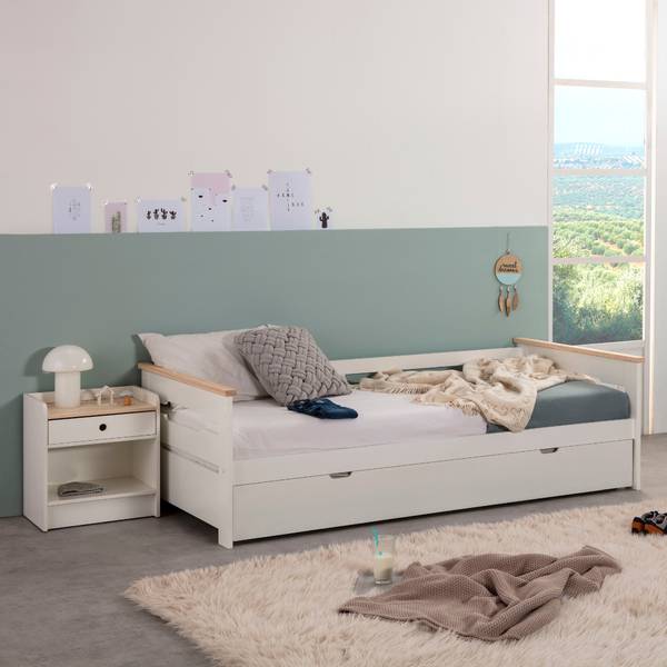 Bett ELSA Weiß - Holzwerkstoff - 105 x 62 x 199 cm