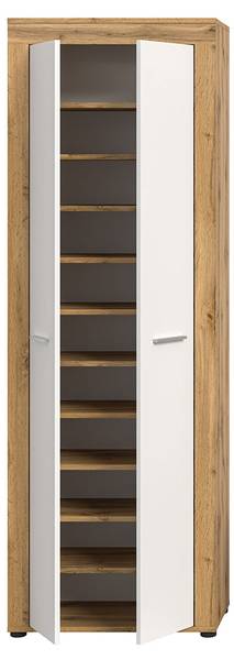 Meuble à chaussures Jam Blanc - En partie en bois massif - 64 x 191 x 35 cm