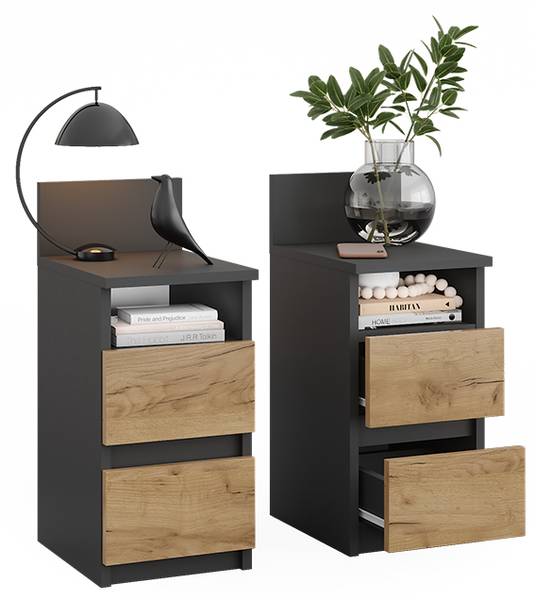 Nachttisch Monty 53170 Anthrazit - Eiche Sand Dekor