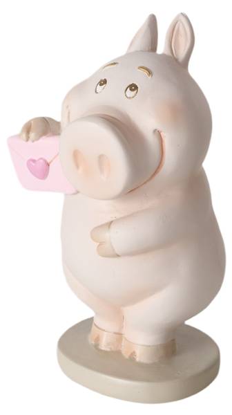 Dekofiguren Piggie 2er Set Pink - Kunststoff - 6 x 11 x 6 cm