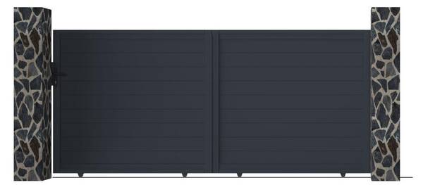 Schiebetor NAZARIO Grau - Metall - 4 x 163 x 348 cm