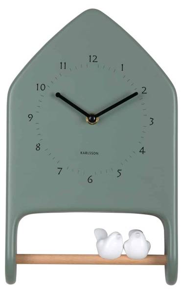Wanduhr Love Birds Grün