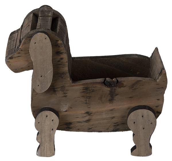 Bloempot Uchesi bruin - plaatmateriaal op houtbasis - 12 x 11 x 26 cm