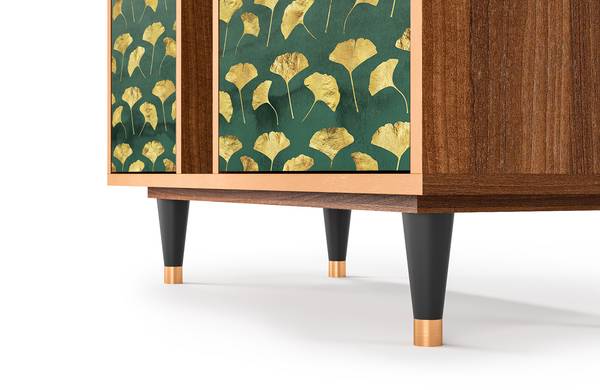Sideboard BS5 Walnuss Grün - Holzwerkstoff - 94 x 96 x 41 cm