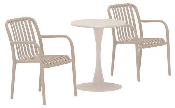 Café-Set Leano Beige - Stahl - 60 x 70 x 60 cm