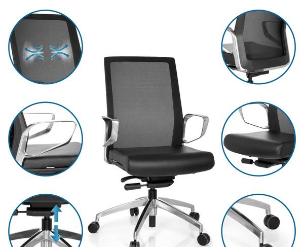 Bürostuhl PROVIDER NET Schwarz - Flachgewebe - 57 x 110 x 50 cm