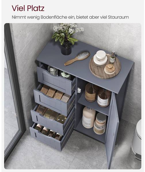 Badezimmerschrank Port-au-Prince Grau - Holzwerkstoff - 55 x 82 x 30 cm
