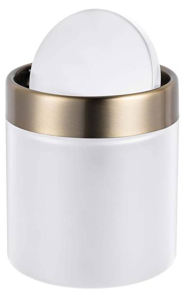 Mini Tischmülleimer 1,5 Liter Gold - Weiß