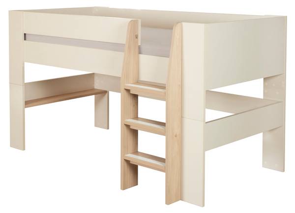 Jugendbett Loft Beige - Massivholz - 114 x 117 x 207 cm