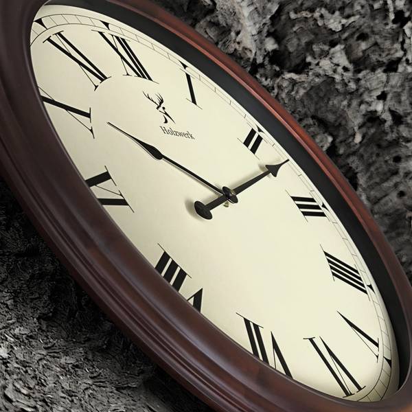 Wanduhr LEBACH Braun - Weiß - Glas - Metall - Massivholz - 60 x 60 x 6 cm