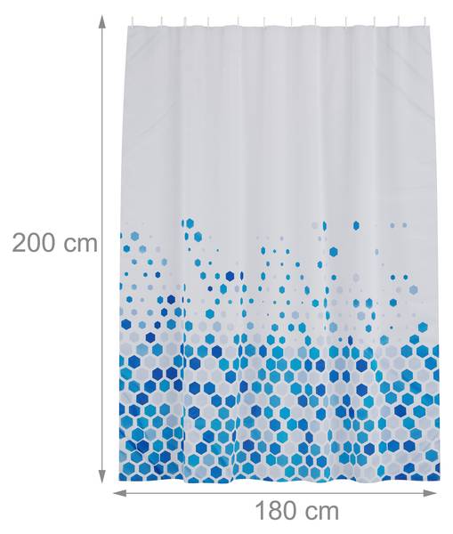 Rideau de douche 180 x 200 cm Bleu - Gris - Blanc