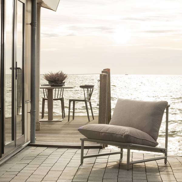 Fauteuil de jardin ELVO Gris - Tissu structuré - Microfibre - Polypropylène - 82 x 75 x 75 cm