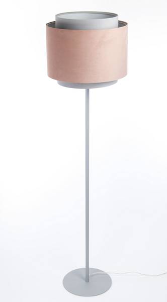 Stehlampe Jasmin Grau - Pink - Velours - 34 x 34 x 150 cm