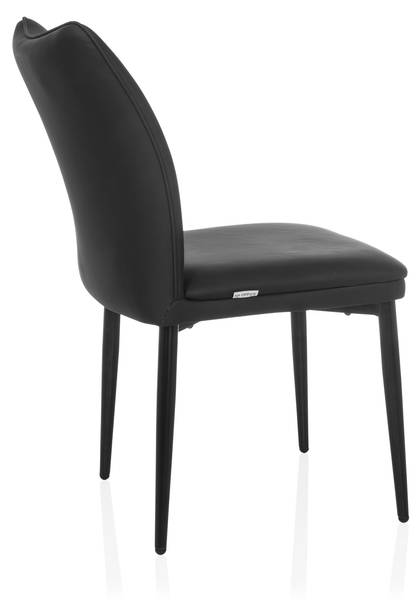 Esszimmerstuhl VISETO Schwarz - Flachgewebe - Polyester - Kunstleder - 61 x 87 x 47 cm