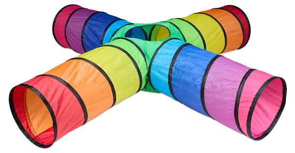 Bunter Spieltunnel mit 4 Röhren Blau - Grün - Rot - Polyester - Stahl - 232 x 46 x 232 cm
