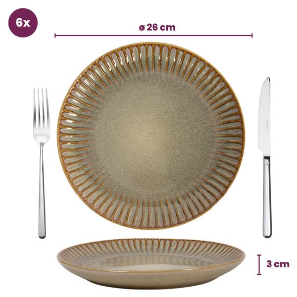 Speiseteller Aqua Maris 6er Set 26 x 3 x 26 cm