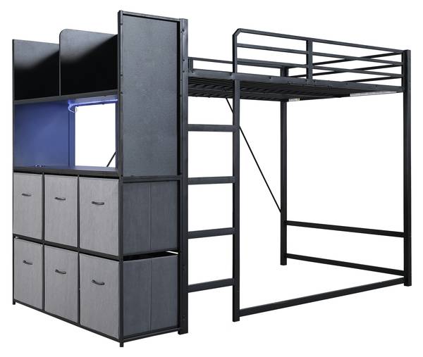 Hochbett JINSSHEFHE Ⅰ Schwarz - Eisen - 128 x 170 x 243 cm