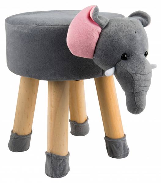 Kinderhocker Elefant Grau - Holz teilmassiv - 21 x 29 x 41 cm