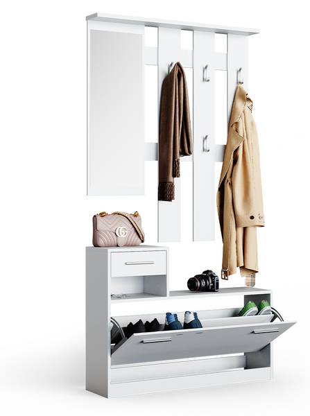 Vestiaire Billy 54397 Blanc - Bois manufacturé - 100 x 112 x 28 cm