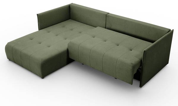 Ecksofa APOLLO L mit Schlaffunktion Grün - Polyester - 246 x 93 x 188 cm