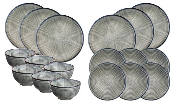 Serviesset ZEN 18-delig grijs - keramiek - 46 x 1 x 47 cm