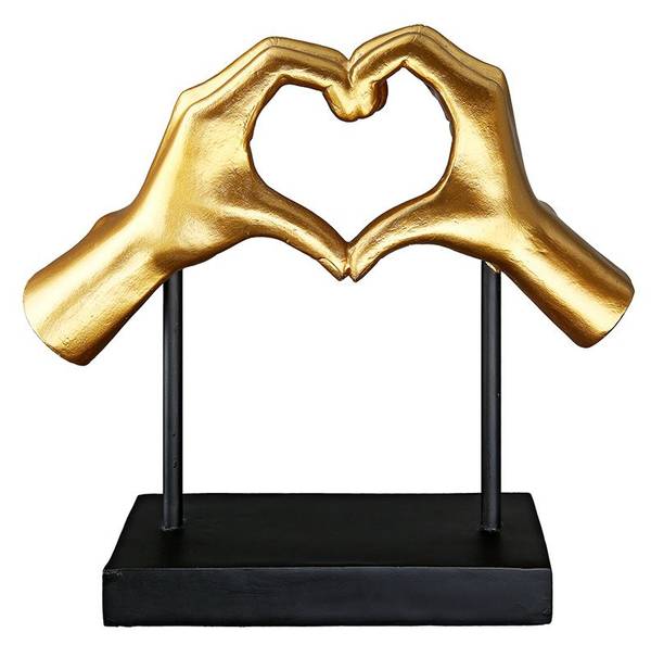 Skulptur Herzklang Gold - Kunststoff - 29 x 27 x 9 cm