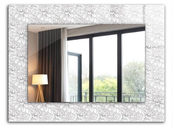 Wandspiegel Florales monochromes Muster Breite: 80 cm