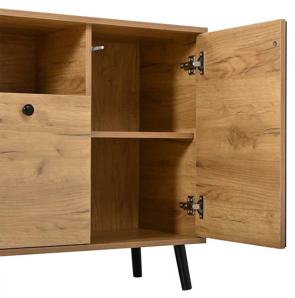 Sideboard Astraios Ⅷ Schwarz - Braun - Holzwerkstoff - Massivholz - 140 x 71 x 35 cm