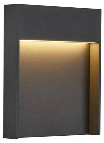 Wandleuchte Flatt Grau - Aluminium - 18 x 23 x 7 cm