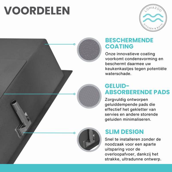 Spülbecken Proxima Silber - Metall - 59 x 20 x 45 cm