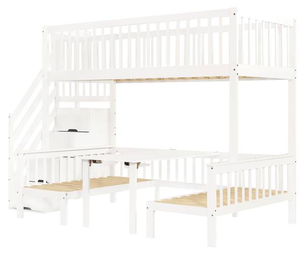 Etagenbett AtticLucyⅠ Weiß - Holzwerkstoff - Massivholz - 126 x 170 x 253 cm
